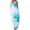 Casual Dresses Ladies Spring And Summer Printed Sexy Round Neck Sling Long Dress Plus Size Formal