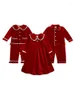 Mäns Sleepwear 2023 Red Christmas Baby Boy Girl Warm Family Pyjamas Ställer in barn Match Pyjamas Children Dress Clothes Toddler PJS
