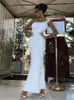 Casual Dresses Elegant Feather Patchwork One Shoulder Sleeveless White Side Slit Midi For Women Sexy Backless Club Party Bodycon Dress