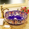 China Handmade Lavabo Washbasin pia do banheiro bacia bancada em forma de flor lavatório de cerâmica dissipador bom qtde Vklji