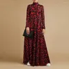 Ethnic Clothing Abaya For Muslim Women High Neck Long Sleeve Sun Group Dubai Dress Loose Elegant Leopard Casual Kaftan Gown