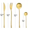Servis uppsättningar Zoseil 24 st borstat guldbestick med rostfritt stålsked och gaffel knivköksmiddagsuppsättning