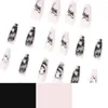 False Nails Fake Nail Art Gel Tips Full Cover Artificial Black Graffiti With Press Glue Design Clear Long Ballet On Coffin