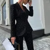 Women's Two Piece Pants Suit Jacket Two-piece Pant Suits For Women Autumn And Winter Style Elegant Women's Black Polka Dot Long-sleeved