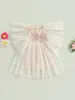 Flickaklänningar rarjuiey född spädbarn baby romper klänning blommas spets tyll tutu sommar födelsedagsfest prinsessan bodysuit (beige