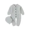 Rompertjes Baby Rompertjes Lange Mouw Baby Jongens Meisjes Jumpsuits Kleding Herfst Effen Gebreide Geboren Peuter Kids Overalls 0-18M 230625