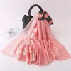 Scarves 2023 Dot Print Frayed Shawls Women Cotton Long Soft Spot Polka Stripe Scarf Wrap Hijab Muffler 6 Color