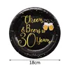 Party Decoration Black Gold Disponertable Tableware Set Paper Plate Cups Banner Cheers Beers 30 40 50 60 Years Birthday Wedding