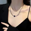 Catene Collana con pendente a cuore nero semplice per donna Hop Metal Love Clavicle Chain Coreano Pendanklace femminile corto