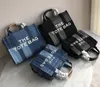 Fashion Denim Tote Bag Large Canvas with Leather Handle Shoulder Bags with Logo