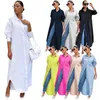 Kvinnors blusar Cinessd 2023 Kvinnor Autumn and Winter Fashion Casual Solid Color Long Sleeve Lapel Ankel längdskjorta