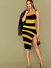 Abiti casual 3D Dress Stripe Women Zebra Halter Senza maniche Gradient Print Yellow Bodycon Abbigliamento donna Club Vintage Beach