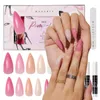 Unhas Postiças Makartt Kit de Unhas de Acrílico Press On Set 240pcs Bailarina Tips Cobertura Completa Nude 4pcs Colas 1pcs Ficheiro Falso 230626