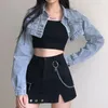 Jaquetas Femininas Hikigawa 2023 Primavera Gola Virada Feminina Jean Manga Longa Comprimento Curto Casaco Casual All Match Roupas Femininas