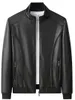 Men's Jackets Solid Color Small Stand Collar Fashion Casual PU Leather Jacket