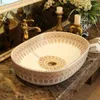 Increase widen Handmade porcelain wash basin Europe Vintage Style Lavobo Ceramic Countertop Bathroom Sink Washbasin Iacaq