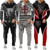 Herren-Trainingsanzüge, Vintage-Tempelritter, 3D-gedrucktes Herren-Hoodie-Set, Jesus-Gott-Schutz-Kavalier-Sweatshirt, Hosenanzug, Persönlichkeit, Streetwear-Kleidung x0627