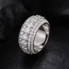 Хип-хоп стерлингового серебра 925 пробы Pave Vvs Moissanite Diamond Многослойное ледяное обручальное кольцо для мужчин на палец