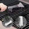 BBQ Grills Grillbürsten Barbecue Scrapper Zubehör Reinigungsbürste Werkzeuge Outdoor-Reiniger Edelstahlborsten Draht Küche sauber 230627