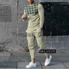 Tracki męskie letnie męskie 2 -częściowy zestaw dróg luksusowy strój długi rękawowy tshir tshir set Casual Oversizes Men Ubranie Tshirt Suit Jogging x0627