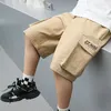 Shorts Meninos Verão Calças Soltas Adolescente Calças Roupas Casuais Cargo Curto Infantil Cintura Elástica Algodão 230626