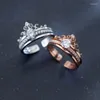 Cluster Rings MloveAcc 925 Sterling Silver Ring Set Stapelbar Crown Princess Designer Jewelry Luxury Silver925 Kvinnor Fina smycken