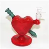 Tuyaux De Fumer En Verre D'eau En Forme De Coeur Tuyau De Fumée Bong Plates-formes Pétrolières Narguilé Dab Rig Herbe Sèche Vap Bongs Accessoires Drop Delivery Home Gard Dhe4I