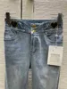 Frauen Jeans Designer Sommer Neue Stil Temperament Alter Reduziert Doppel C Liebe Metall Taille Kontrast Split Horn FUS6