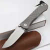 Высококачественный складной нож CK627 S35VN Stone Wash Drop/Tanto Point Blade TC4 Ручка из титанового сплава Открытый карманные ножи EDC Кожаные ножны