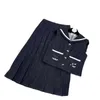Дизайнерское летнее платье из двух частей, новый темно-синий стиль, вышитый джинсовый жилет со сложенной половинной юбкой, повседневный комплект 6X8J