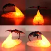 Dekorativa föremål Figurer 3D Room Decor Print LED Fire Dragon Ice Lamps Hem Desktop Laddningsbar Lampgåva för barn Familj 230627
