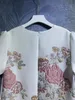 Vestido com miçangas 2023 primavera e outono vestido flor 3D feminino fashion pequeno decote em V com miçanga manga curta vestido elegante monocromático s-XL