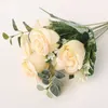 Pezzo di fiori secchi simulazione matrimonio bouquet di rose singolo arredamento da parete con fiori finti per la casa nuziale in stile europeo