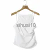 Kvinnors t-shirt xeaxy 2021 sommar kvinnor bomull linne solid streetwear folds camisole kvinnlig vintage klubb damer casual mode slim tank top j230627