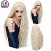 Synthetische Perücken MSIWIGS 70 cm lange rosa gewellte Cosplay natürliche blonde Damenperücke 29 Farben hitzebeständiges Haar 230627