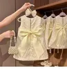 Girl's Dresses Girl Princess Tweed Classic Fashion Kids Vintage Baby Casual Wear Vestidos 1 8Ys Christening Children Ceremonial Clothes 230626