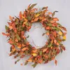 Decorative Flowers Artificial Harvest Wreath 19.7 Inches Wreaths Leaves Berries Pumpkins Halloween Party Supplies Festival