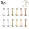 Navel Bell Button Rings 10pcs 201816g G23 Piercing CZ Lip Labre Orecchini set Lip Stud Ring Tragus Free Spiral Cartilagine Gioielli per le donne 230626