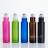 5 color Glass Roll On Bottles 10ml frosted Rolling ball-bottle Portable Mini Makeup Roll-on beads bottle cosmetics Empty-Bottles T9I002358