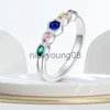 Band Rings Original 925 Sterling Silver Ring Colorful Diamonds Cubic Zircon Finger Ring For Women Jewelry Wedding Engagement Birthday Present X0625