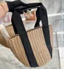 Designers Fashion Leather Bucket Bags Portable Basket Handbag Straw Woody Tote Barrel Purse Outdoor Travel Beach Bags Crossbody Shopping Pack woven bag 103903