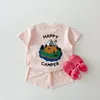 Kleidung Sets Korea Sommer Set Baby Junge Zweiseitige Druck Camper T-shirt T-shirts Tops Baumwolle Shorts Kind Sport Anzug bebe Mädchen Kleidung Outfits 230626