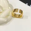 Never Fade Brand Letter Ring Gold Plated Brass Copper Band Rings Fashion Designer Luxury Rhinestone Crystal Open Ring for Womens Wedding Jewelry Gifts