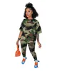 2023 Designer Jogger Suits Summer Women Brand Tracksuits Camouflage Outfits Short Sleeve T-shirt Shorts Two Piece Sets Plus Size 4XL Casual Sportswear