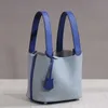 Factory Outlet Wholesale party Tote bags for sale 2024 new women's bag lychee grain top layer cow leather bucket cabbage blue portable small fashion women tide