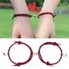 Pulseras con dijes 2023 2 unids/par imán pareja pulsera ajustable negro rojo cuerda Braslet emparejado amigo Braclet amantes regalo Pulseras