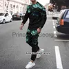 Men's Tracksuits Autumn Men's Long Sleeves TshirtTrousers 2piece Set 3D Weed Plant Leaf Print New Oneck Tracksuit Man Streetwear Sports Suit x0627