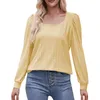 Chemisiers pour femmes Chemises à manches longues pour femmes Mode Square Sequin Crop Top Womens Hi Low Blouse Satin For Women