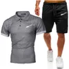 Men's polos Tracksuits Fashion designer T-Shirt + Pants 2 Piece Sets Solid Color Suit High Quality men s sweat suits Hip Hop mens shorts joggers