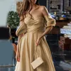 Abiti casual Elegante di lusso con spalle scoperte Abito da sposa con altalena grande per le donne Tunica Abiti da sera convenzionali Festa da damigella d'onore lunga